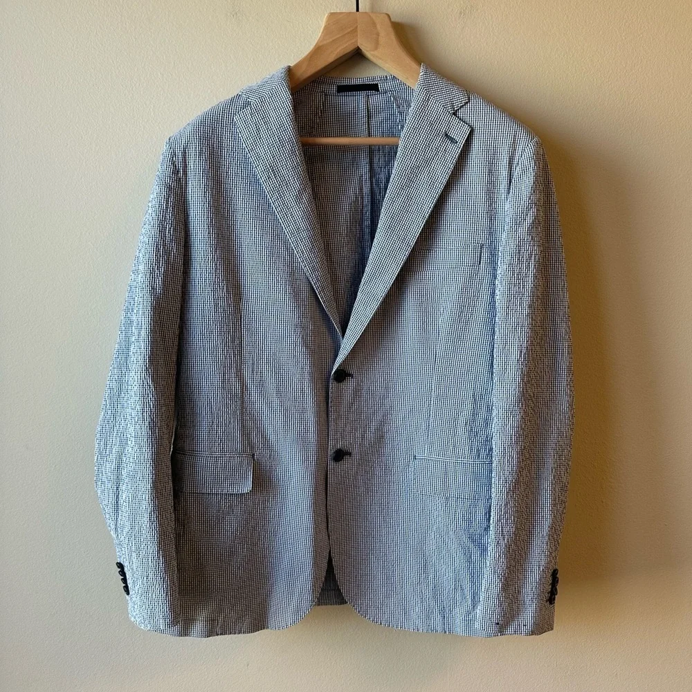 Piombo Light Blue Seersucker Blazer